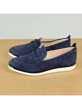 Cole Haan Grand Ambition Troy Penny Loafer Womens 6 Navy Blue Suede Slip On
